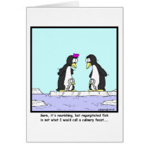 Culinary Feast: Penguin Cartoon Greeting Card