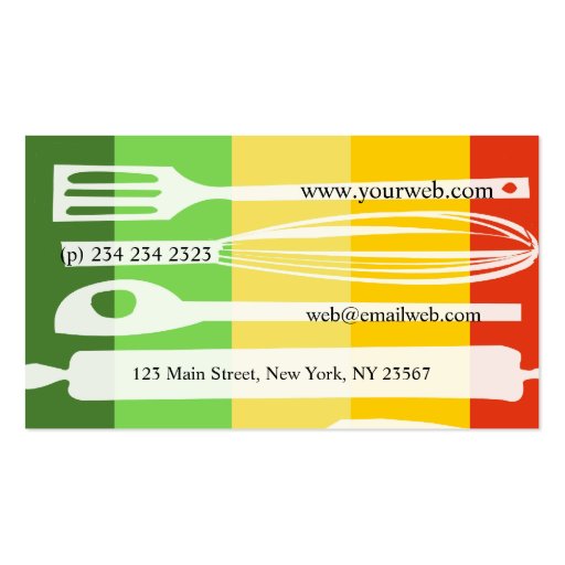 Culinary Gourmet Chef Business Cards (back side)