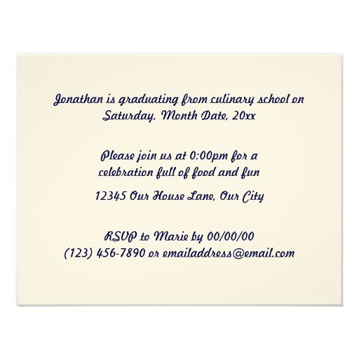 Culinary School Graduate Personalized Invites