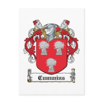 Cummins Family Crest postcards by coatsofarms Cummins Family Crest postcards