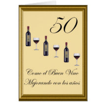 cumpleaño 50 vino cards
