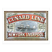 Cunard Line New York Liverpool 1875 Postcard