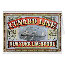 Cunard Line New York Liverpool Poster Greeting Cards