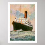 Cunard Liner Ascania at Sea Poster