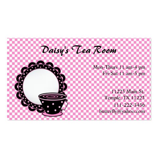 Cup and Saucer Tea and Coffee Business Card (front side)