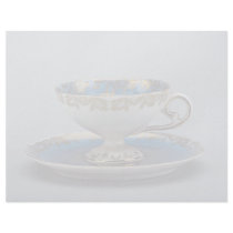 Cup and saucer with colorful designs letterhead design