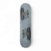 Cup and saucer with colorful designs skate board deck