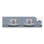 Cup and saucer with colorful flower designs bumper sticker