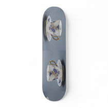 Cup and saucer with colorful flower designs skate board decks