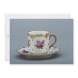Cup and saucer with colorful flowers on it. personalized invitations