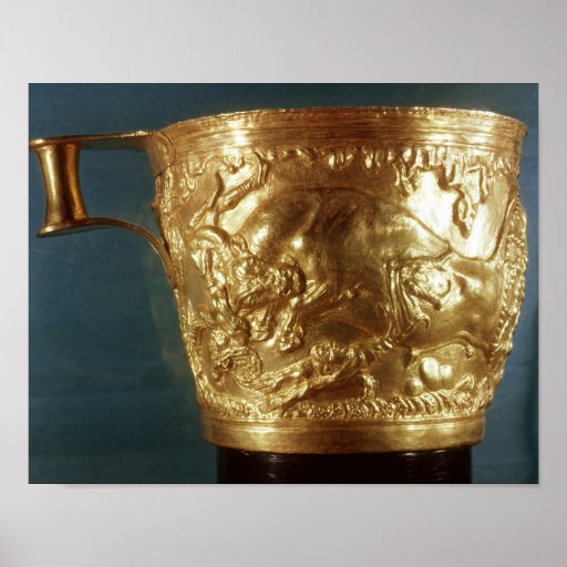 Cup, depicting a charging bull print