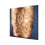 Cup, depicting the capture of a wild bull canvas print