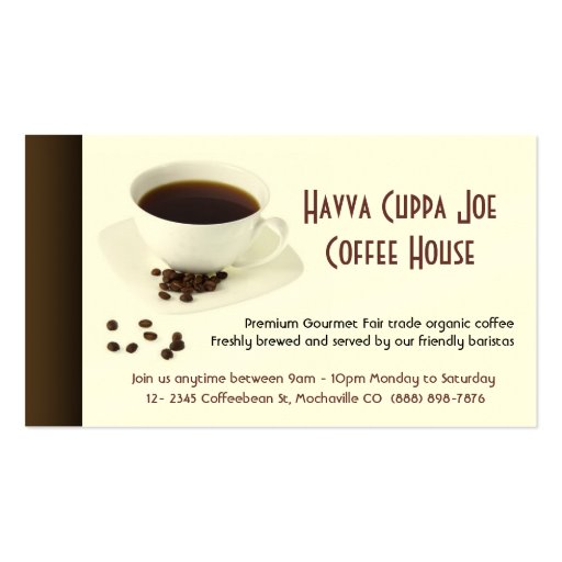 Cup of Coffee  and Coffee beans Heart Business Card Template