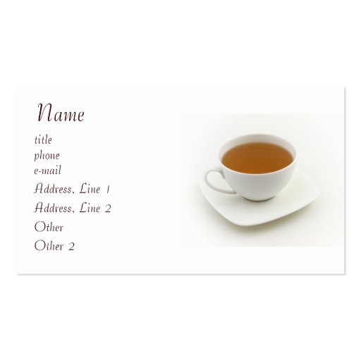 Cup of Coffee and Tea Business Card (back side)