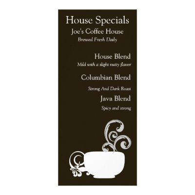 Cup Of Joe Menu Card Custom Rack Cards by 13BlackCatsDesigns Cup Of Joe Menu Card Custom Rack Cards by 13BlackCatsDesigns