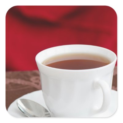 Cup of tea square stickers