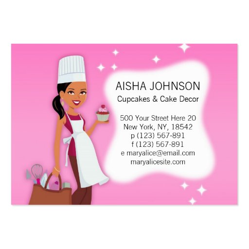 Cupake Biz Card Template African American 3 Business Cards (front side)