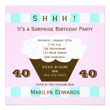 Cupcake 40th Surprise Birthday Party Invitation