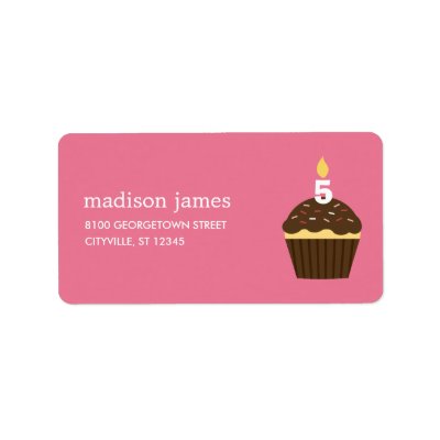 Cupcake Address Label - Pink