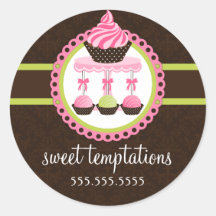 Cupcake and Cake Pops Bakery Box Seals Sticker