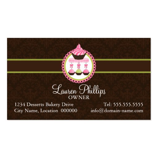 Cupcake and Cake Pops Bakery Business Cards (back side)