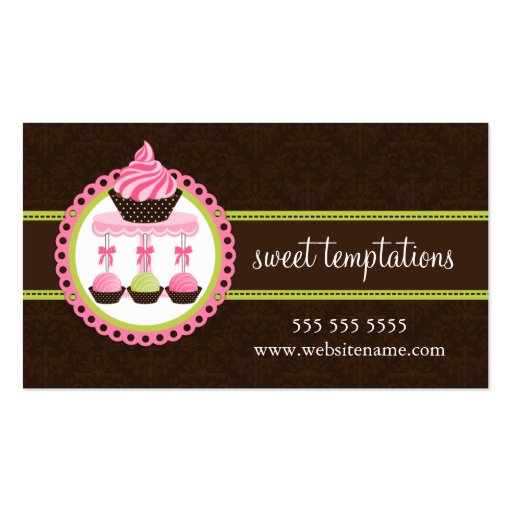 Cupcake and Cake Pops Bakery Business Cards (front side)