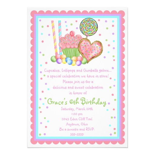 Cupcake and Candy  Birthday invitations