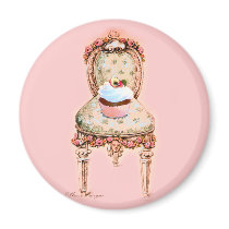 Cupcake and Chair Vintage Style Magnet