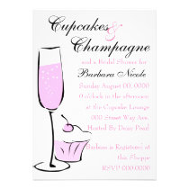 Cupcake and Champage invitations