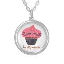 Cupcake and La Moustache Necklaces