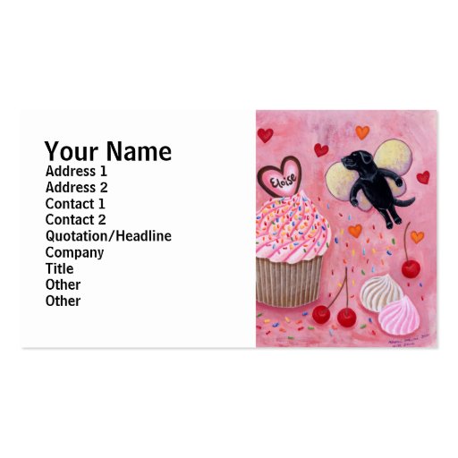 Cupcake and Labrador Fairies Painting Business Card Template (front side)