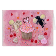 Cupcake and Labrador Fairies Painting card