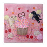 Cupcake and Labrador Fairies Painting Tile