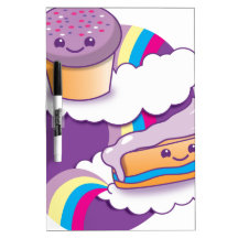 Cupcake and slice on a rainbow Dry-Erase boards