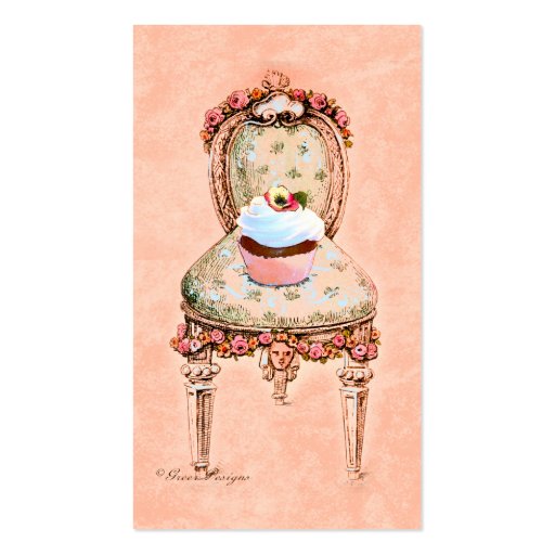 Cupcake and Victorian Chair Business Cards (front side)