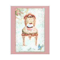 Cupcake and Victorian Chair Stretched Canvas Print