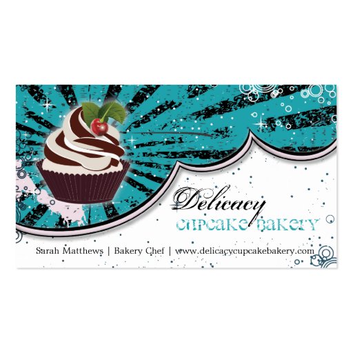 Cupcake Bakery Bold Stylish Grunge Business Card