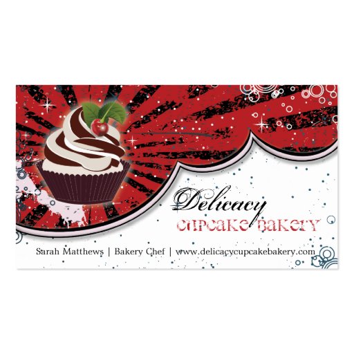 Cupcake Bakery Bold Stylish Grunge Business Card (front side)