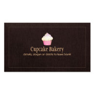 Cupcake Bakery Business Card Faux Brown Linen 2