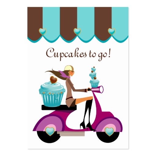 Cupcake Bakery Business Card Scooter Girl Canopy (front side)