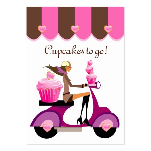 Cupcake Bakery Business Card Scooter Girl Pink