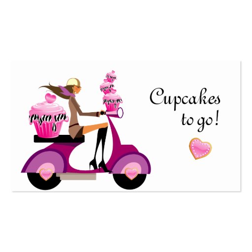 Cupcake Bakery Business Card Scooter Zebra (front side)