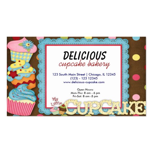 Cupcake Bakery Business Card Templates (front side)