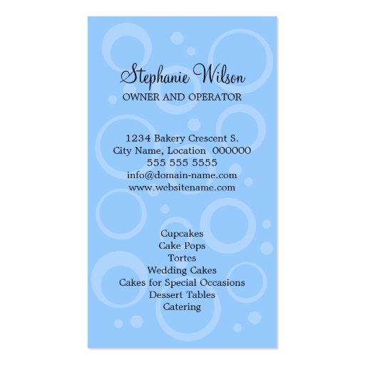 Cupcake Bakery Business Cards (back side)