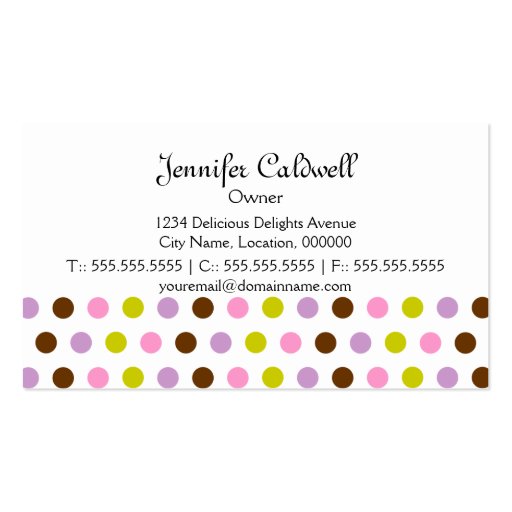 Cupcake Bakery Cloud Business Cards (back side)