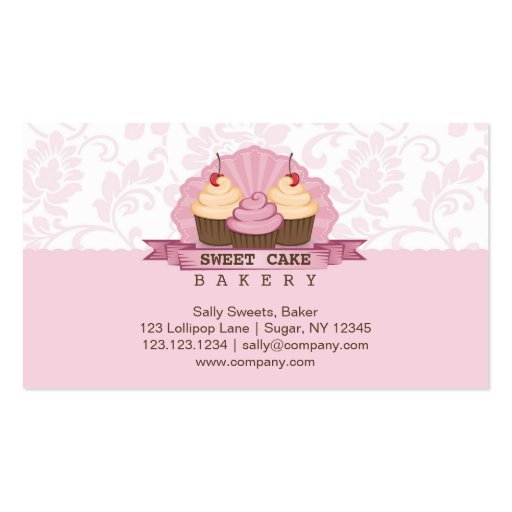 Cupcake Bakery Cute Business Card (back side)