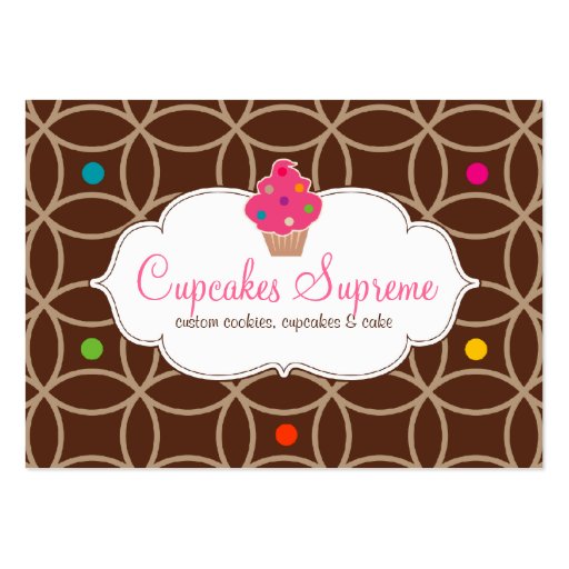 Cupcake Bakery Gift Certificate Dots Pink White Business Card Template (back side)