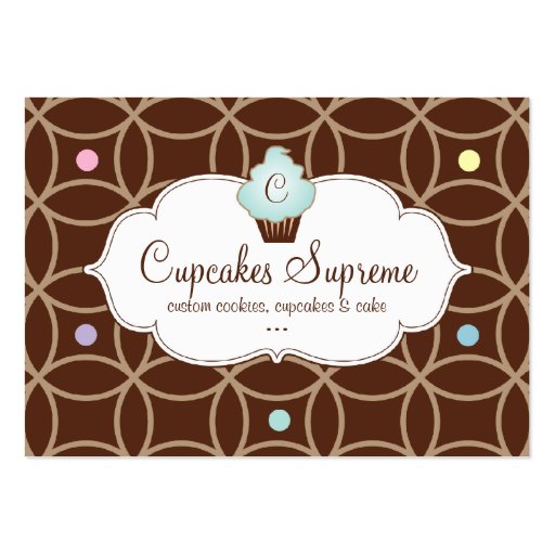 Cupcake Bakery Gift Certificate Dots White Blue Business Cards (front side)