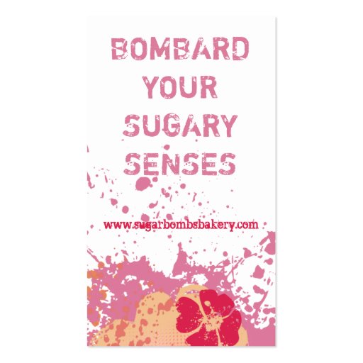Cupcake bakery ink blot grunge splatter pink business card (back side)