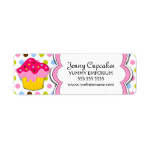 Cupcake Bakery Labels Custom Return Address Label